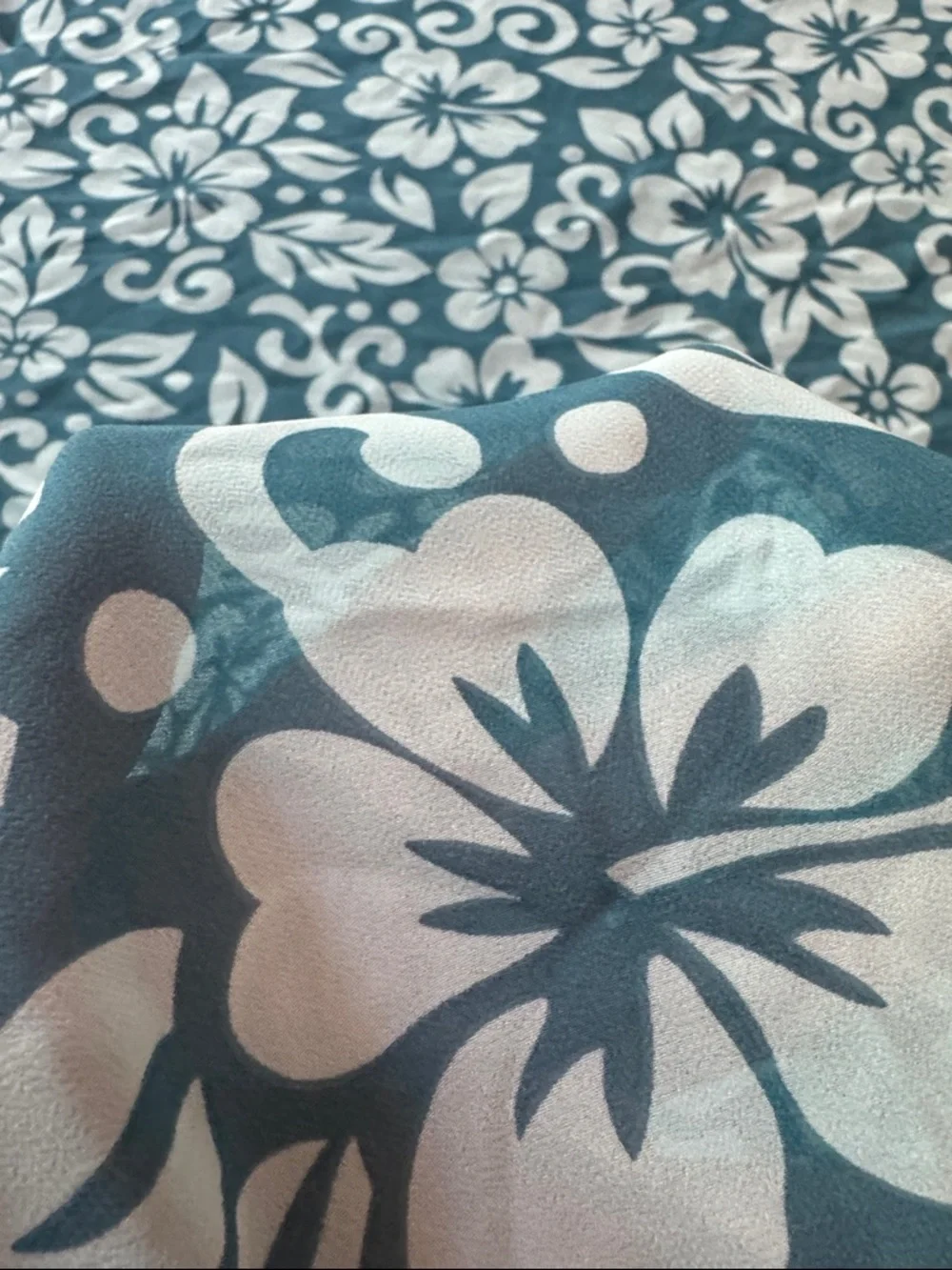 Blue Floral Border Sarong Wrap Hawaiian Tropical Sheer Resort-wear Beach Scarf